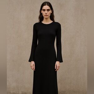 VINTAGE jet Black Long Sleeve SWEATER Dress— goth   Witch cool